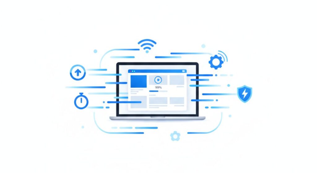 Fast-loading modern website on laptop screen with clean design elements