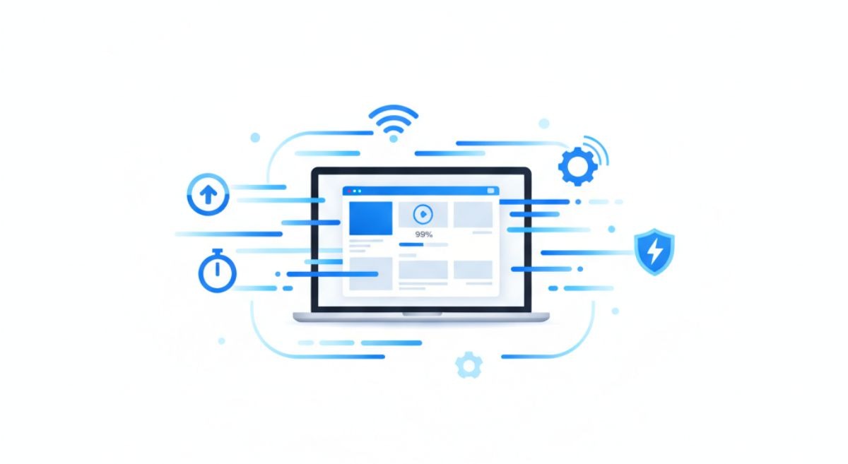 Fast-loading modern website on laptop screen with clean design elements